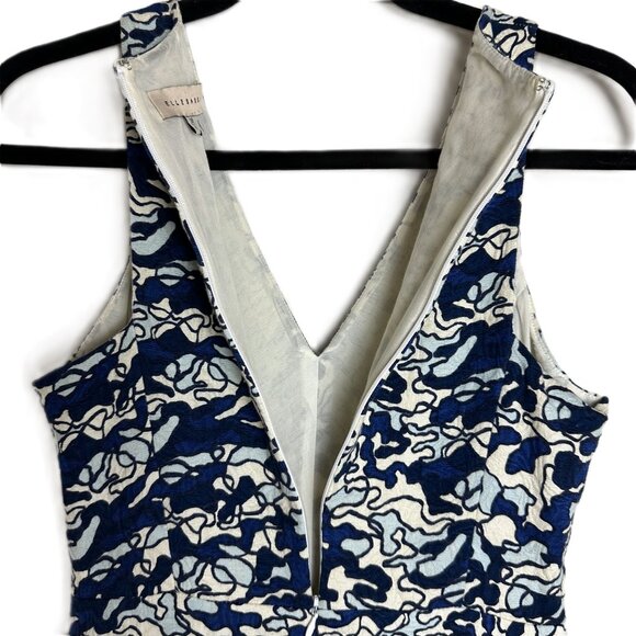 ELLE SASSON Sleeveless Cotton Party Dress A-line Abstract Blue Design Size 6 - Picture 9 of 10